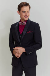 Black Men's 3 Piece Slim Fit Shawl Lapel Suit